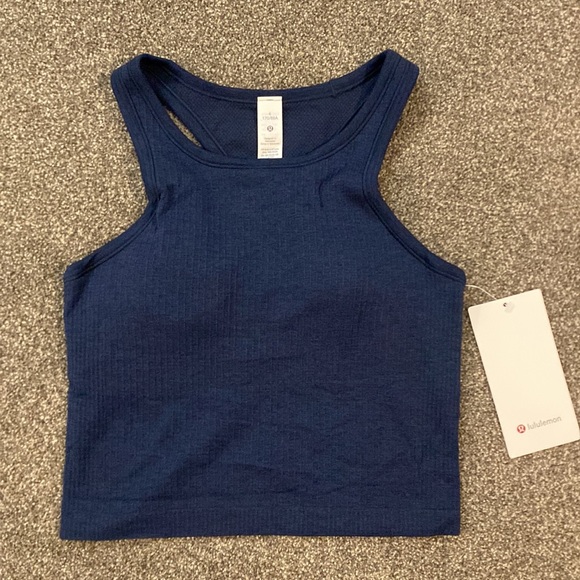 ❤️ Lululemon True Navy Ebb to Street Crop Tank Top NWT Size 6 - Picture 1 of 9
